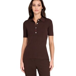 Tahari ASL Ribbed Knit Polo Sweater